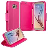 Galaxy S7 Edge Case, Samsung Galaxy S7 Edge Wallet Case, Flip Folio [Kickstand Feature] Pu Leather Wallet Case with ID & Credit Card Slot For S7 Edge (5 Card Slot Hot Pink)