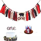 Lumberjack Kids First Birthday Decorations Kit, Lumberjack Highchair Banner, Lumberjack Crown With One Cake Topper For Baby Girl Boy 1st Birthday Party Supplies