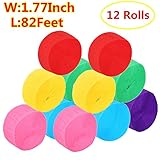 TERMATH 12 Rolls 1.77 Inch x 82 Feet Crepe Paper Streamers for Various Birthday Party Wedding Festival Party Decorations