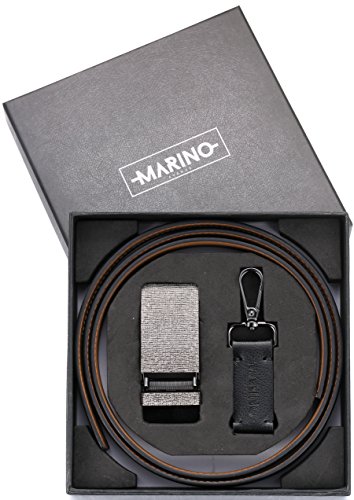 Marino Avenue Men's Genuine Leather Ratchet Dress Belt with Linxx Buckle, Enclosed in an Elegant Gift Box - Black - Style 136 - Adjustable from 28" to 44" Waist