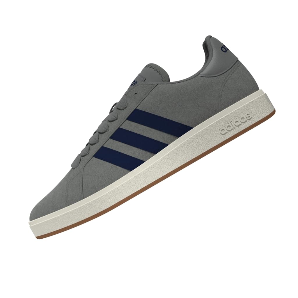 Adidas Herren Grand Court Base 00s Shoes, Grey Three/Dark Blue/Off White, 44 2/3 EU 8