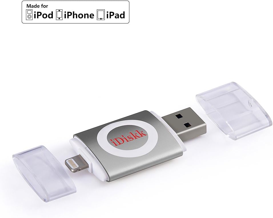 iDiskk USB 3.0 Flash Drive with Lightning Connector, 128GB External Storage Memory