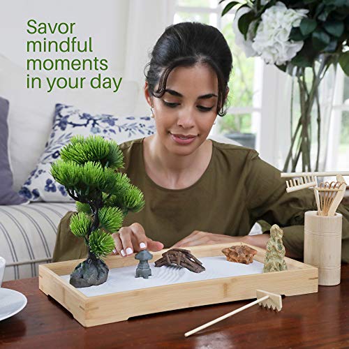 ENSO Japanese Zen Garden for Desk Extra Large 16" x 8" Desktop Mini