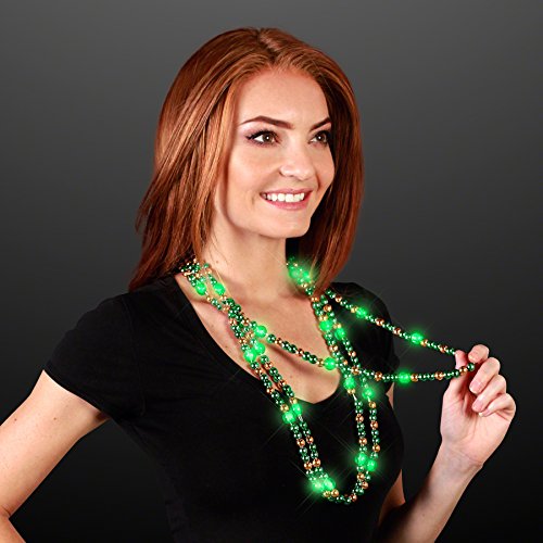 Green & Gold Light Up LED Bead Necklace