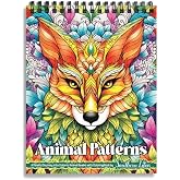 SOUTHERN LOTUS Animal Patterns Spiral Coloring Book, Wirebound Hardcover Papers With Relaxing Animals Mandala, Adults Women Mindfulness Relaxation Anxiety Relief