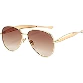 SUNGAFAS Gold Aviator Sunglasses for Women Men Oversized Aviators Sun Glasses Metal Retro Shades