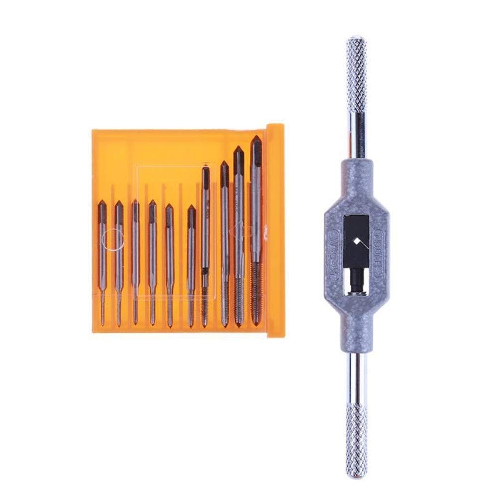 11PCS Thread Tap Set, Screw Thread Taps Die Set Mini Spiral Taps M1 M1.2 M1.4 M1.6 M1.7 M1.8 M2 M 2.5 M 3 M3.5 with Adjustable Tap
