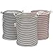 Sea Team 19.7 Inches Large Sized Waterproof Coating Ramie Cotton Fabric Folding Laundry Hamper Bucket Cylindric Burlap Canvas Storage Basket (19.7