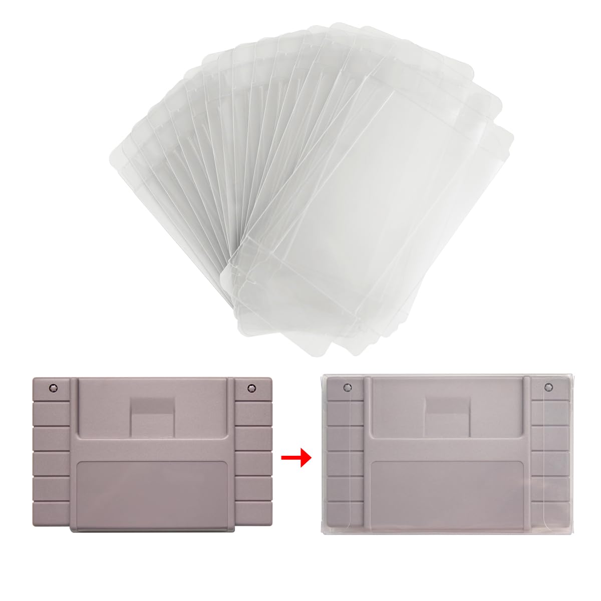 iParto 15 Pack Clear Case Sleeve Protector for Super Nintendo SNES Game Cartridges