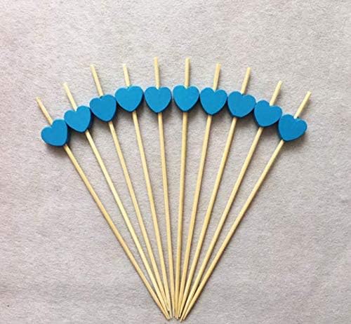 AILEXI Cocktail Sticks 100 Counts Wooden Toothpicks Party Supplies Frill Finger Food Fruits Sandwich Nibbles - Blue Hearts - Image 3