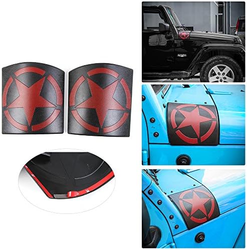 New Style Five Star Cowl Body Armor for Jeep Wrangler JK JKU Unlimited Rubicon Sahara X Off Road Sport Exterior Accessories Parts 2007 2008 2009 2010 2011 2012 2013 2014 2015 2016 2017 (RED)