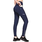 baleaf Women's Fleece Lined Leggings Water Resistant Winter Clothes Running Tights Cold Weather Hiking Pants Zip Pockets