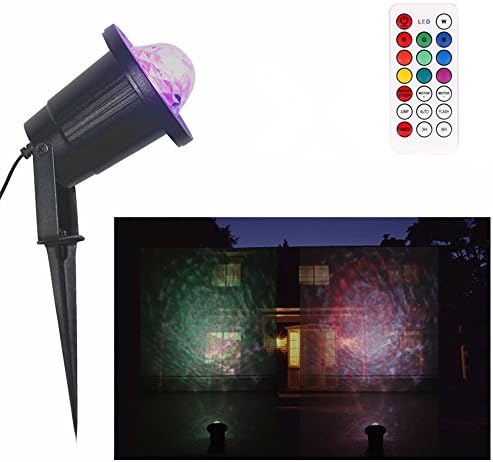 JulyFire Halloween Christmas Outdoor/Indoor Water Wave Light, With Remote Control 10 Colors Ocean Ripple Effect Projector Stage Lights, LED Projector Light for Home Decor Wall Decoration Party
