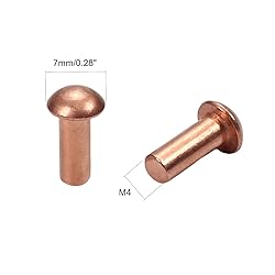 Aicosineg 50pcs 0.39" Length Copper Solid Rivets M4