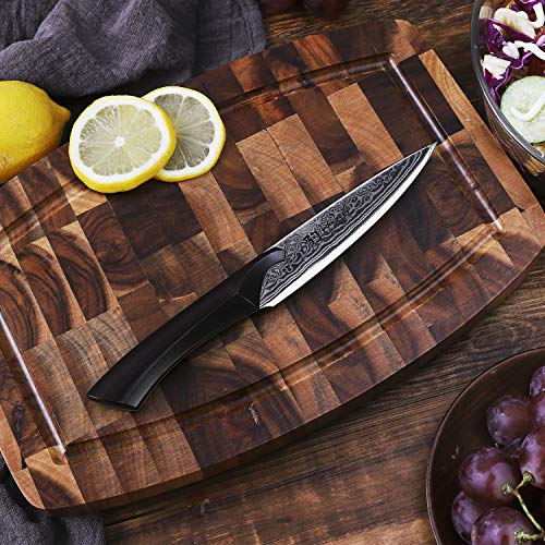 5 inch Damascus Utility knife by Findking-New Design Cheetah series-9CR18MOV damascus steel w/ebony wood handle