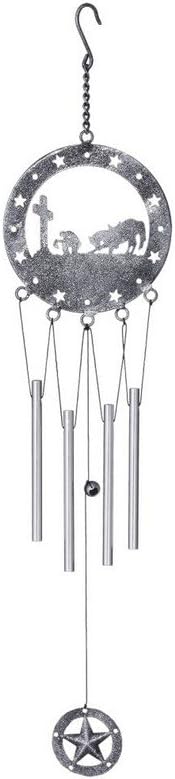 Equine Motif Wind Chime Western Cross Silver