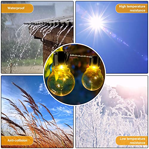 Lichterkette Glühbirnen Außen, 3M 20er LED Aussen G40 Glühbirnen Lichterkette mit Batterie, 8 Modi Wasserdichte Lichterkette, Warmweiß Garten Lichterkette Beleuchtung für Party Garten Hof Balkon