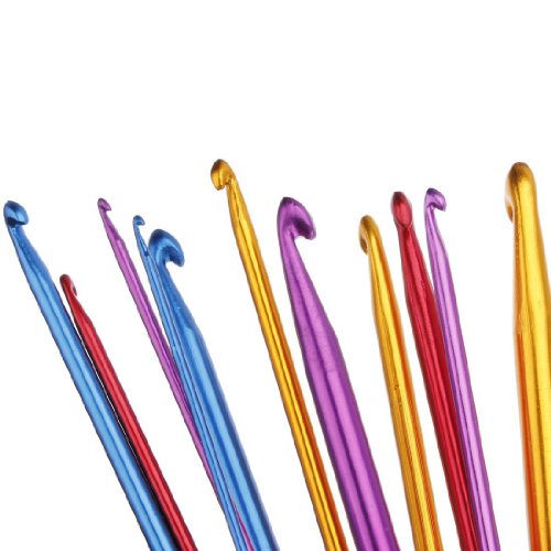 11 Different Size Multicolour Aluminum Tunisian/afghan Crochet Hook Needle by DINGJIN