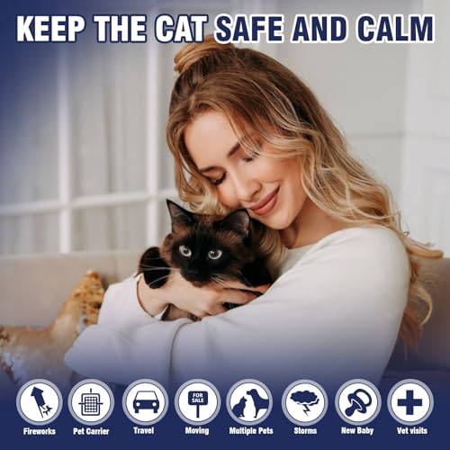 Piuess Katzen Beruhigung Steckdose FüR Cat Calming Diffuser Beruhigendes Diffusor-Set Katze Anti Stress Pheromon Beruhigungsmittel Duftstecker Geschmacklos（2 StöPsel + 2 NachfüLlpackungen à 48 Ml）