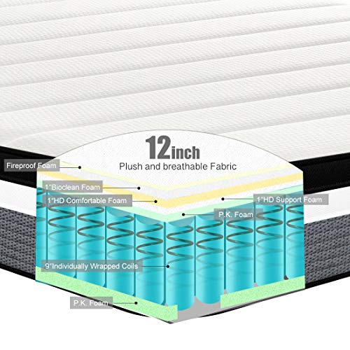 Ssecretland King Mattress, 12 inch Premium Hybrid Innerspring Mattress