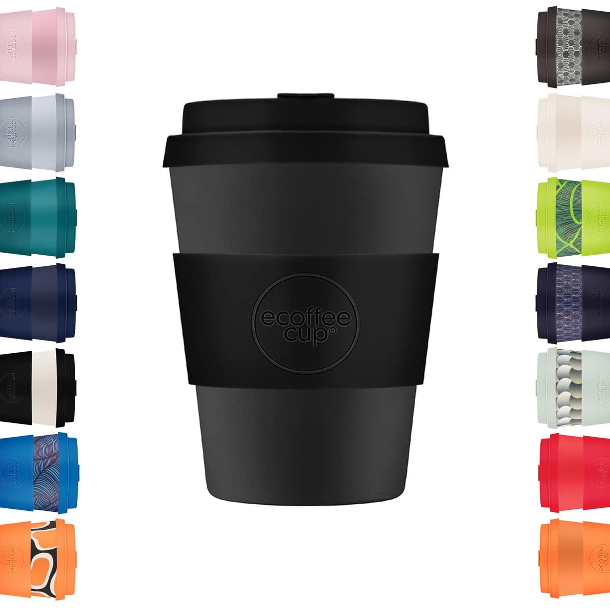 Ecoffee Cup 12oz 350ml Reusable Eco-Friendly 100% Plant Based Coffee Cup with Silicone Lid & Sleeve - Melamine Free & Biodegradable Dishwasher/Microwave Safe Travel Mug, Kerr & Napier