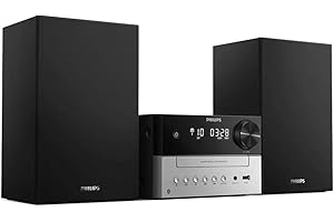 Philips Bluetooth Stereo System for Home with CD Player, MP3, USB, Audio in, FM Radio, Bass Reflex Speaker, 18W, Remote Contr