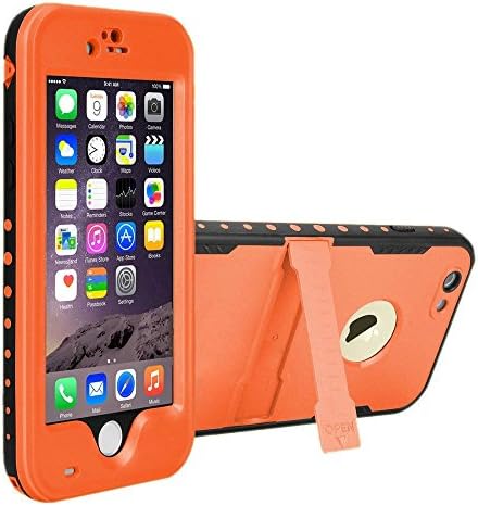 iPhone 6 Plus Waterproof Shockproof Dirtproof Snowproof Triple Layer Kick-Stand Armor Case Cover (Orange)