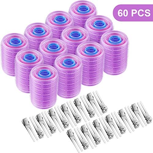 60 Pieces Self Grip Hair Rollers and Clips 36 Large Medium Small Self