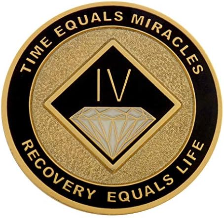4 Year Painted NA Anniversary Medallion - Black on Gold-Plate | Recovery Shop
