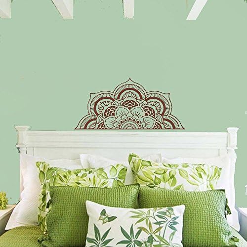 Wall Decal Half Mandala Headboard Wall Sticker Yoga Boho Indian OM Mandala Flower Wall Sticker Art Living Room Interior Bed Decor Sticker Mural