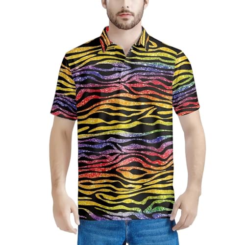 HUGS IDEA Colorful Tiger Stripes Print Mens Short