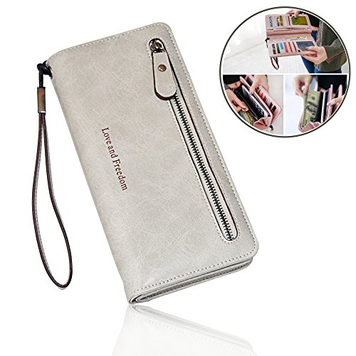 image for FIGROL Women Blocking Soft Leather Wallet,Credit Card Long Wallets Pho
