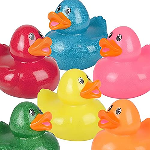 Glitter Rubber Duck Toy with Sound Assortment Duckies for Kids, Bath
