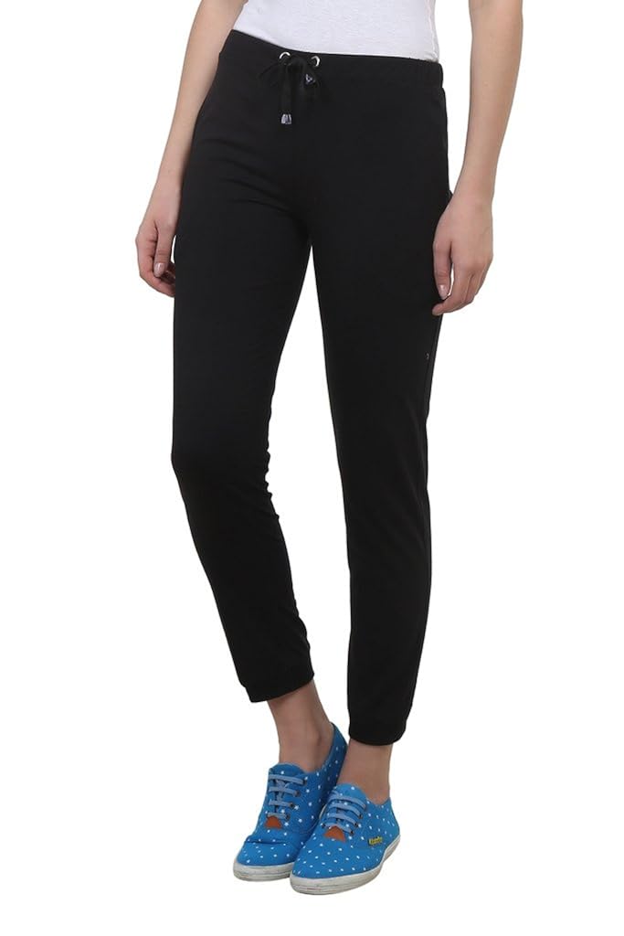 vimal black cotton blend trackpant for women
