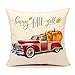 4TH Emotion Happy Fall Y'all Truck Pumpkin Throw Pillow Case Cushion Cover 18 x 18 Inch Cotton Linen Halloween Thanksgiving Home Decor