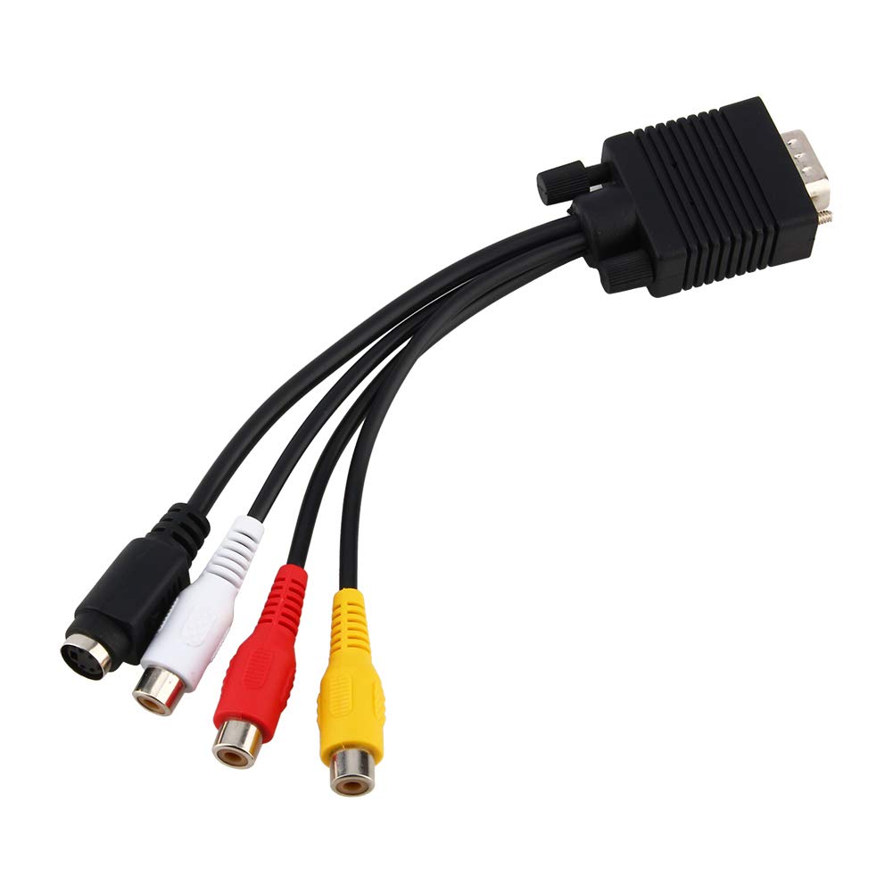 PUSOKEI High Performance VGA SVGA to S-Video 3 AV TV Adapter Converter Connector Cable for PC Laptop