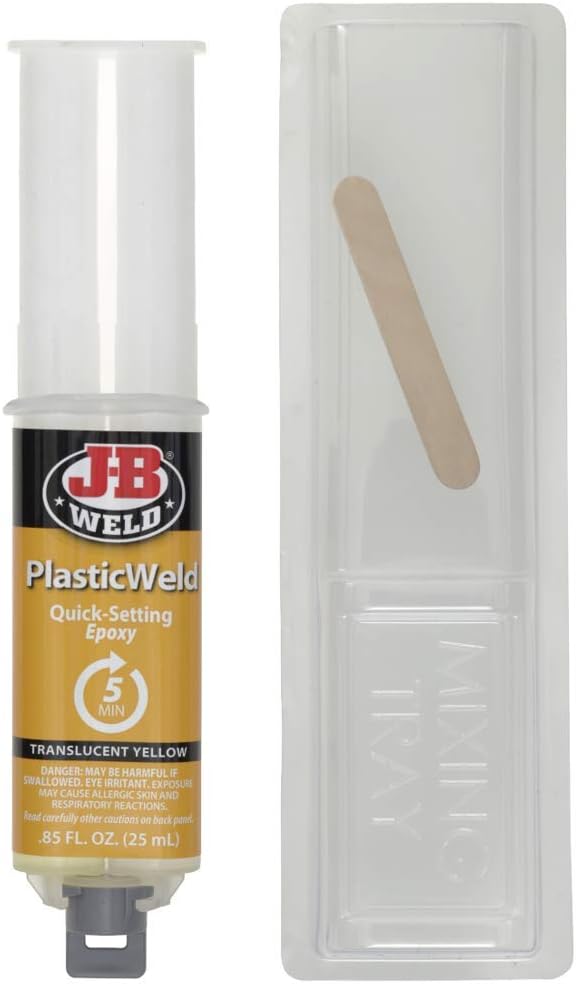 J-B Weld 50132 PlasticWeld Quick-Setting Epoxy Syringe - Translucent Yellow - 25 ml: Automotive