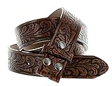 Western Floral Embossed Vintage Soft Genuine Leather Belt Strap 1.5