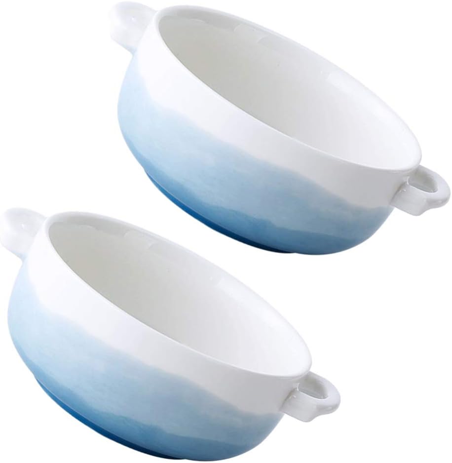 Buy UPKOCH 2pcs Ceramic Baking Bowl with Handle Oven Safe Sleek