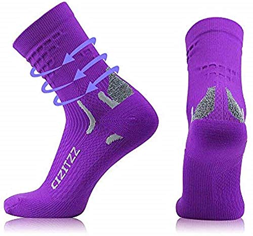 CIZITZZ Plantar Fasciitis Sock,Ankle Compression Socks with Arch Support,Athletic And Running Sports Fun,15-20 mmhg-Men & Women 1 Pair,Purple,S/M