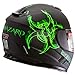 Bio-Hazard Matte Black Dual Visor Full Face Motorcycle Helmet DOT (M)