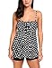 Avidlove Women's Sexy Retro Sailor Stripe Tankini Swimsuit Spaghetti with trunks (XXL, Black Dot)
