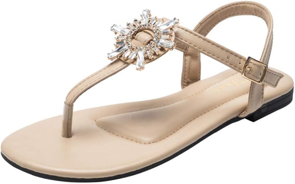 Amazon.com: Women's Rhinestone Flat Sandals Sunflower Flip Flops For Summer: Shoes