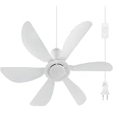 Roodike 22.5" Plug in Ceiling Fan for Outdoor Gazebo Patio Canopy Tent | 13.2 FT UL Certificate Cord with on/off button, 330 RPM &amp; 36dB Quiet Operation, 6W Low Consumption