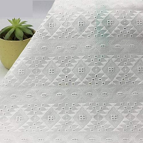 生地布綿100 白い綿布生地刺繍透かしレースおしゃれハンドメイド材料衣装ドレス