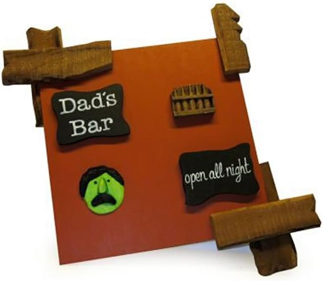 Karigaari MDF Multicolor Dad's Bar Always Open Wood Name Plate (38 cm x 38 cm x 5 cm)