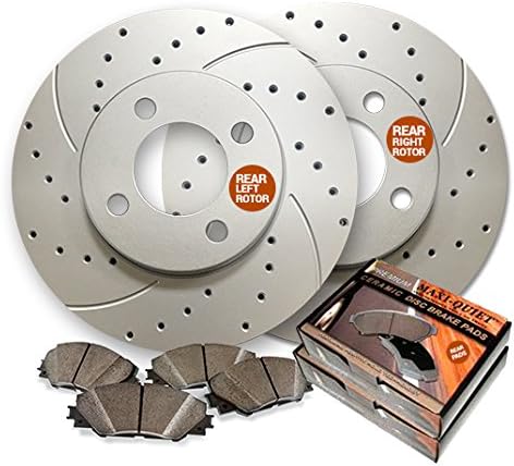 Maxim Brakes Direct Rear Premium Drilled and Slotted Brake Rotors and Low Dust Ceramic Pads MAXMBKJ29464DS