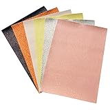 Glitter Faux Leather Fabric Sheets- 6 Pieces Assorted Colors A4 Size Precut Shiny Superfine Canvas Back for Bag Making, Hat Making, Hair Crafts Making, Jewelry Making, Sewing, Shoe Making