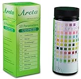 Areta 10 Parameter(10SG) Urinalysis Reagent Test Strips 100 Pack, including Leukocytes, Nitrite, Urobilinogen, Protein, pH, Blood, Specifc Gravity, Ketone, Bilirubin and Glucose for Those With Diabete