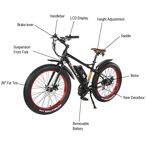 ONWAY 26" 750w Fat Tire All Terrain Using Electric Bicycle, Best Suit for Snow & Beach with Pedal Assist and Throttle